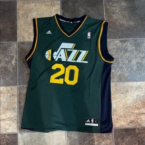 Adidas Green and Yellow Jazz Basketball Jersey